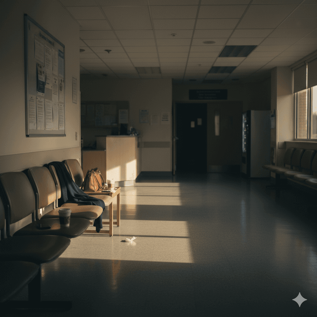 A desolate hospital corridor