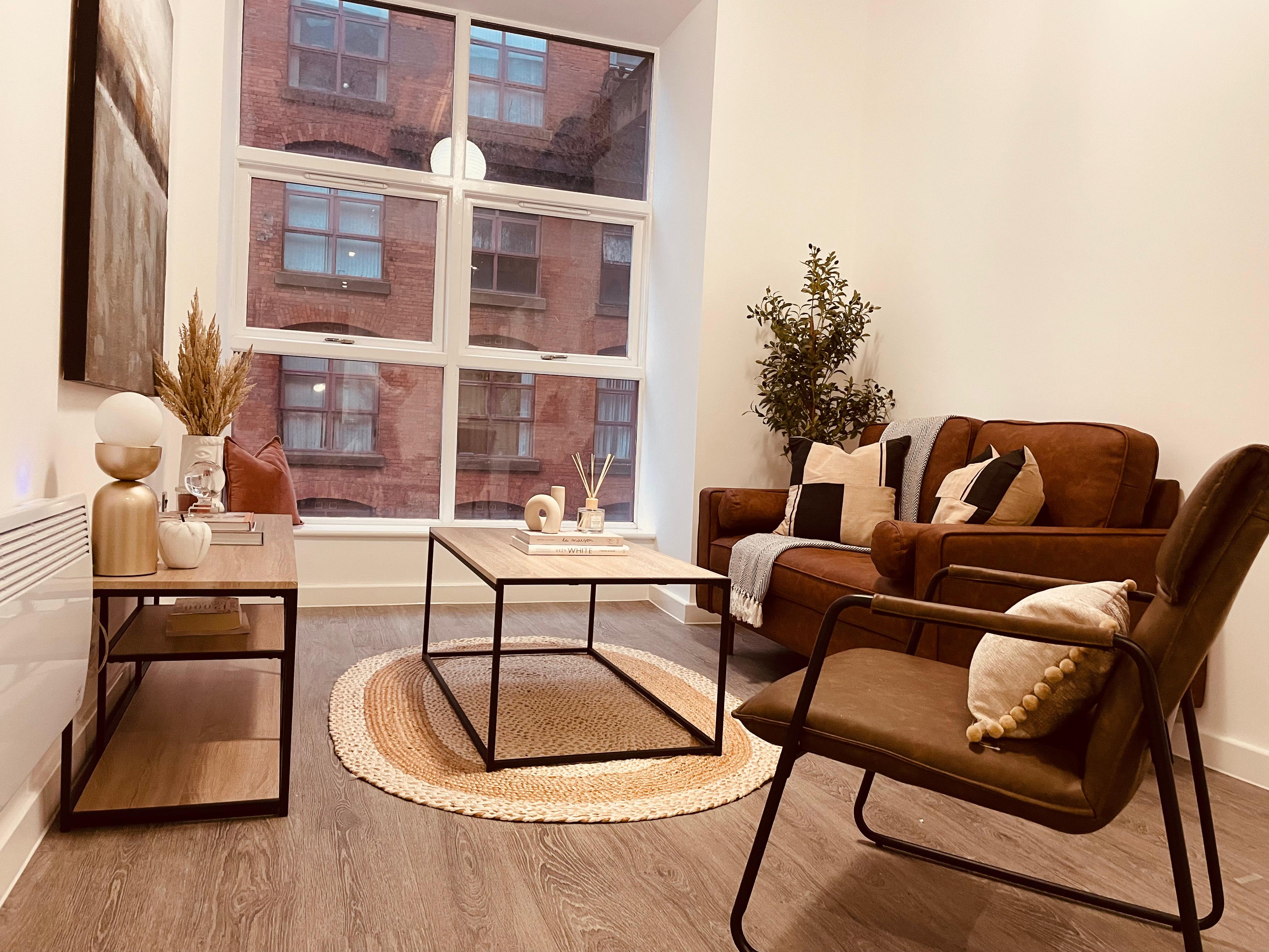 Show home living room in Spinning Mill Manchester designed by White Circle