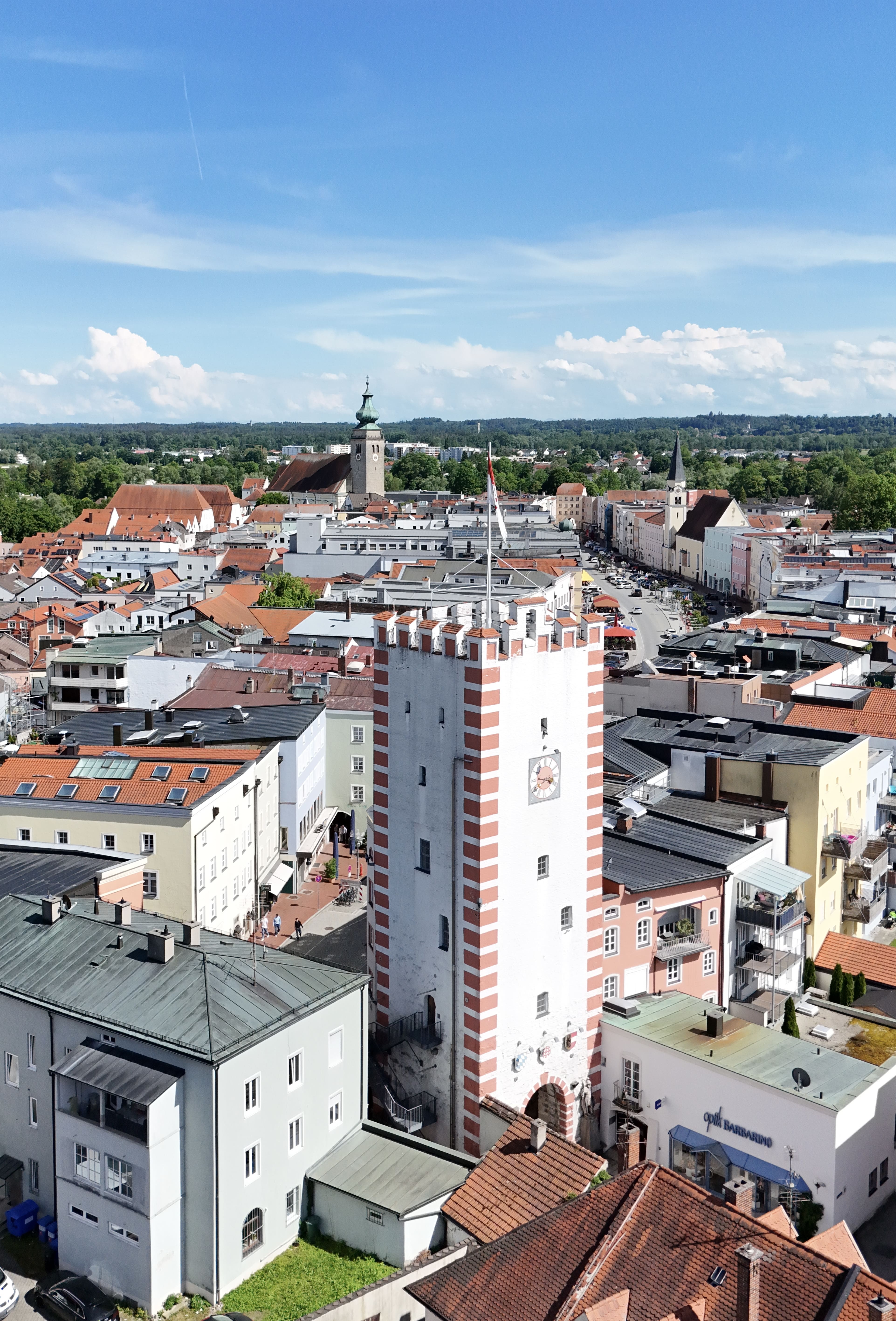 Drohnenaufnahme von Mühldorf am Inn 