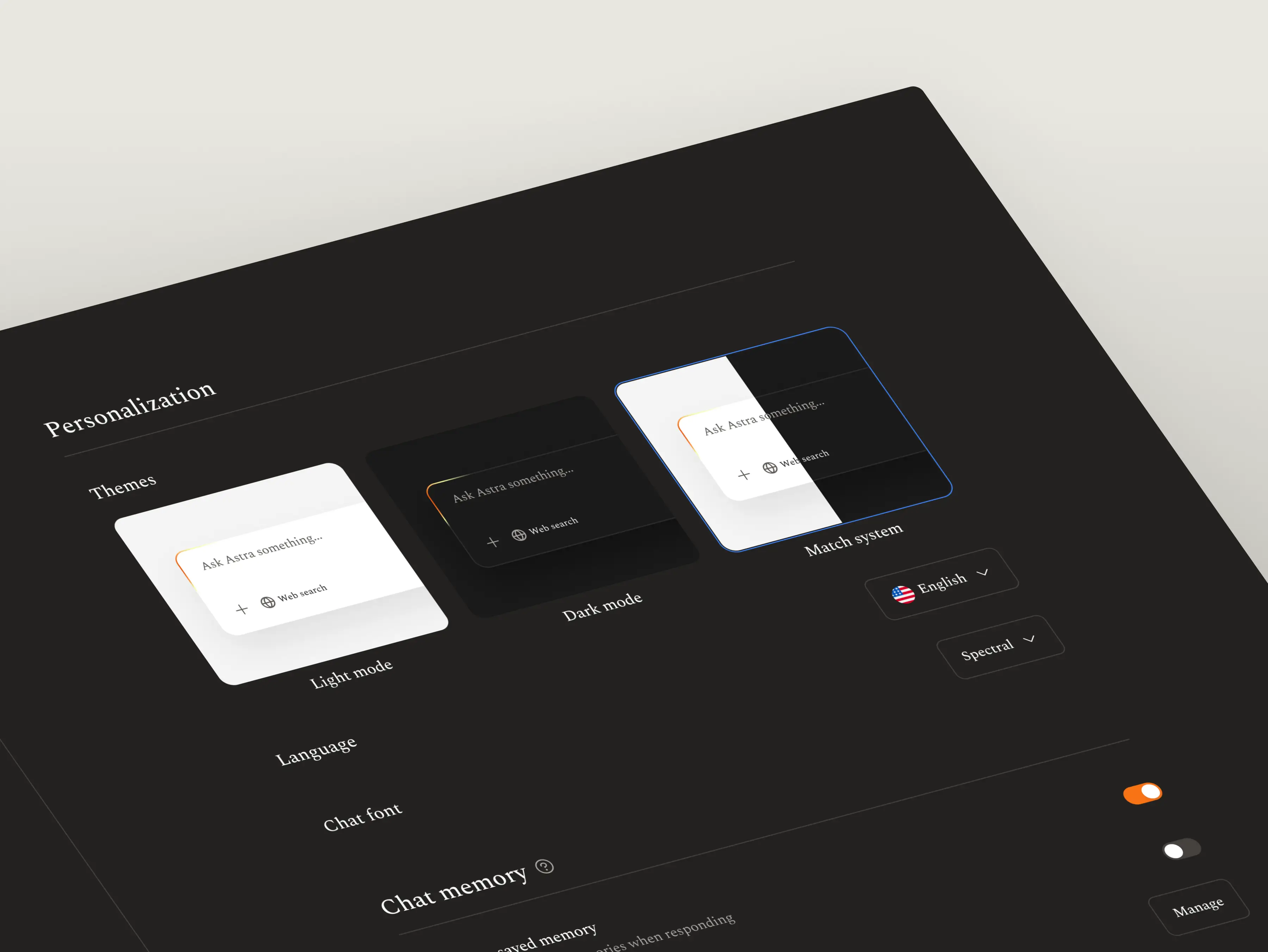 Exploration - Astra AI personalization page