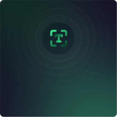 A box and a letter T on a green background