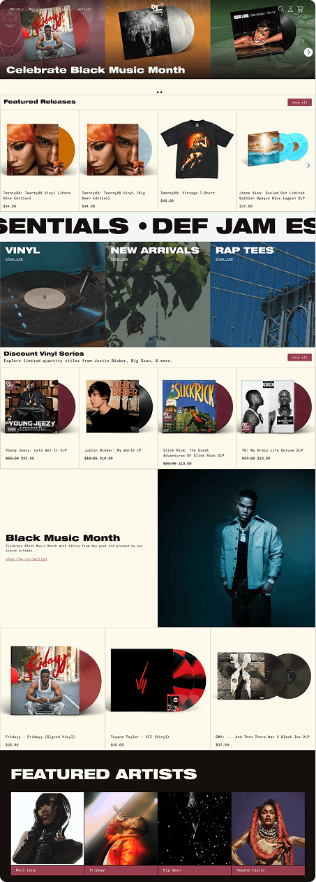 Screenshot of Def Jam  website