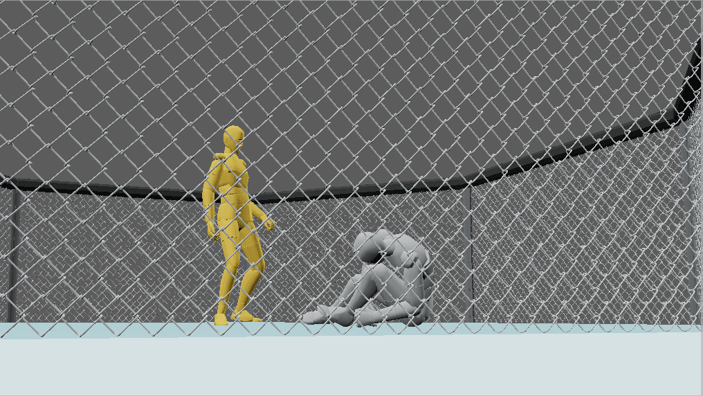 Gray Human Model in a fighting stance