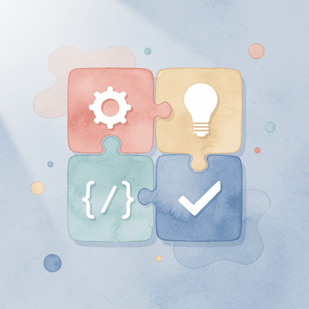 Puzzle pieces fitting together, representing filling experiential gaps in learning