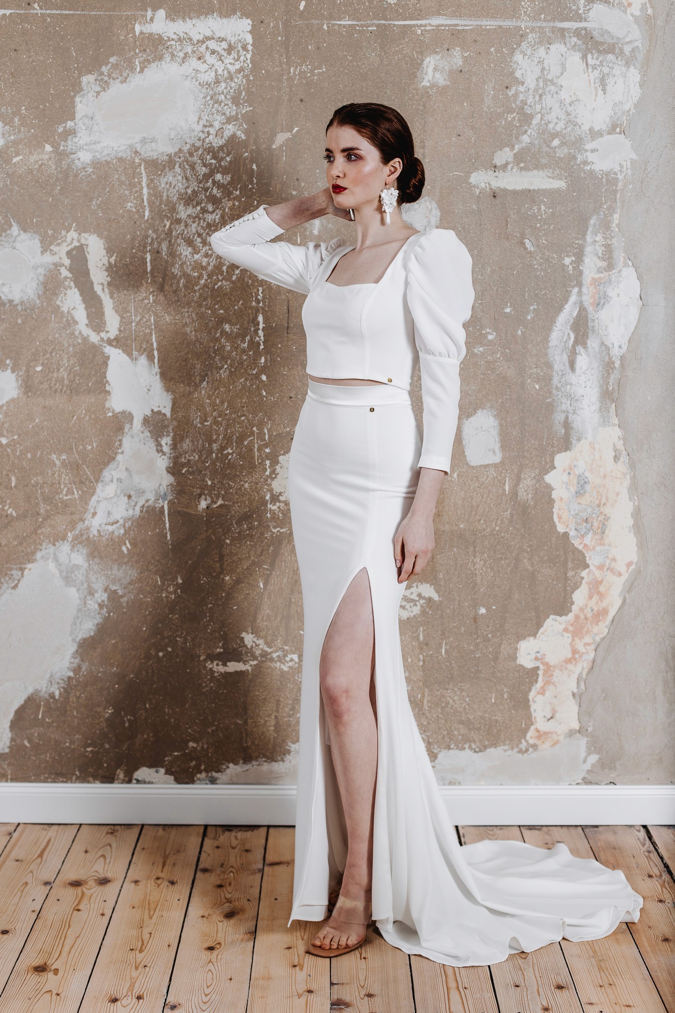 Zweiteiliger Brautlook mit Rock und Oberteil