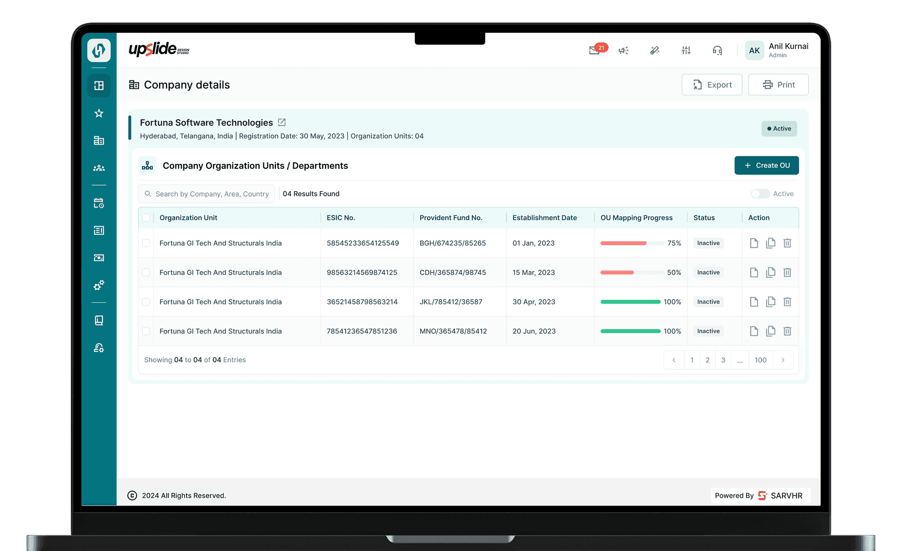 HR software screen in lapttop mockup