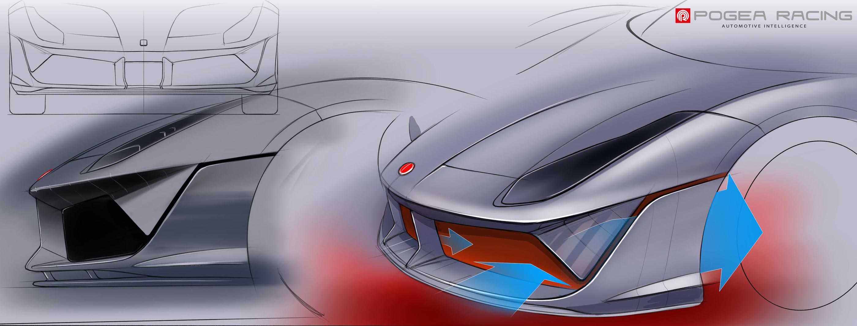 Sketch from the design process of the Pogeo F+, aero details