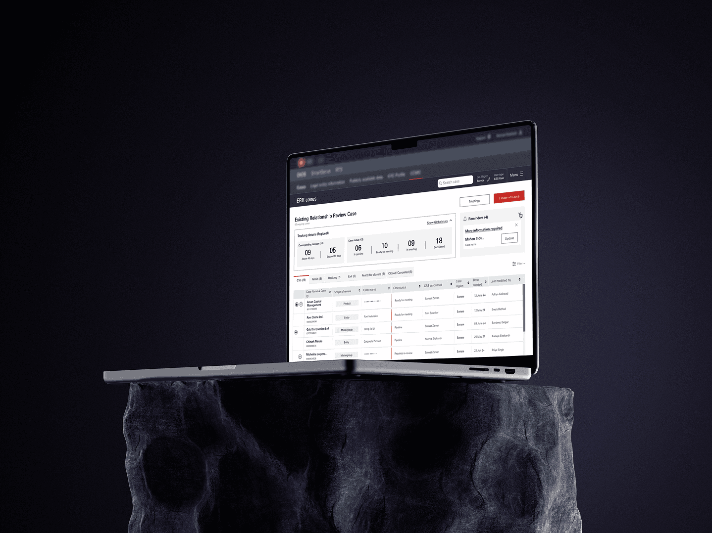 Laptop with decisioning platform screen view