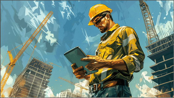 Construction Worker Using Tablet