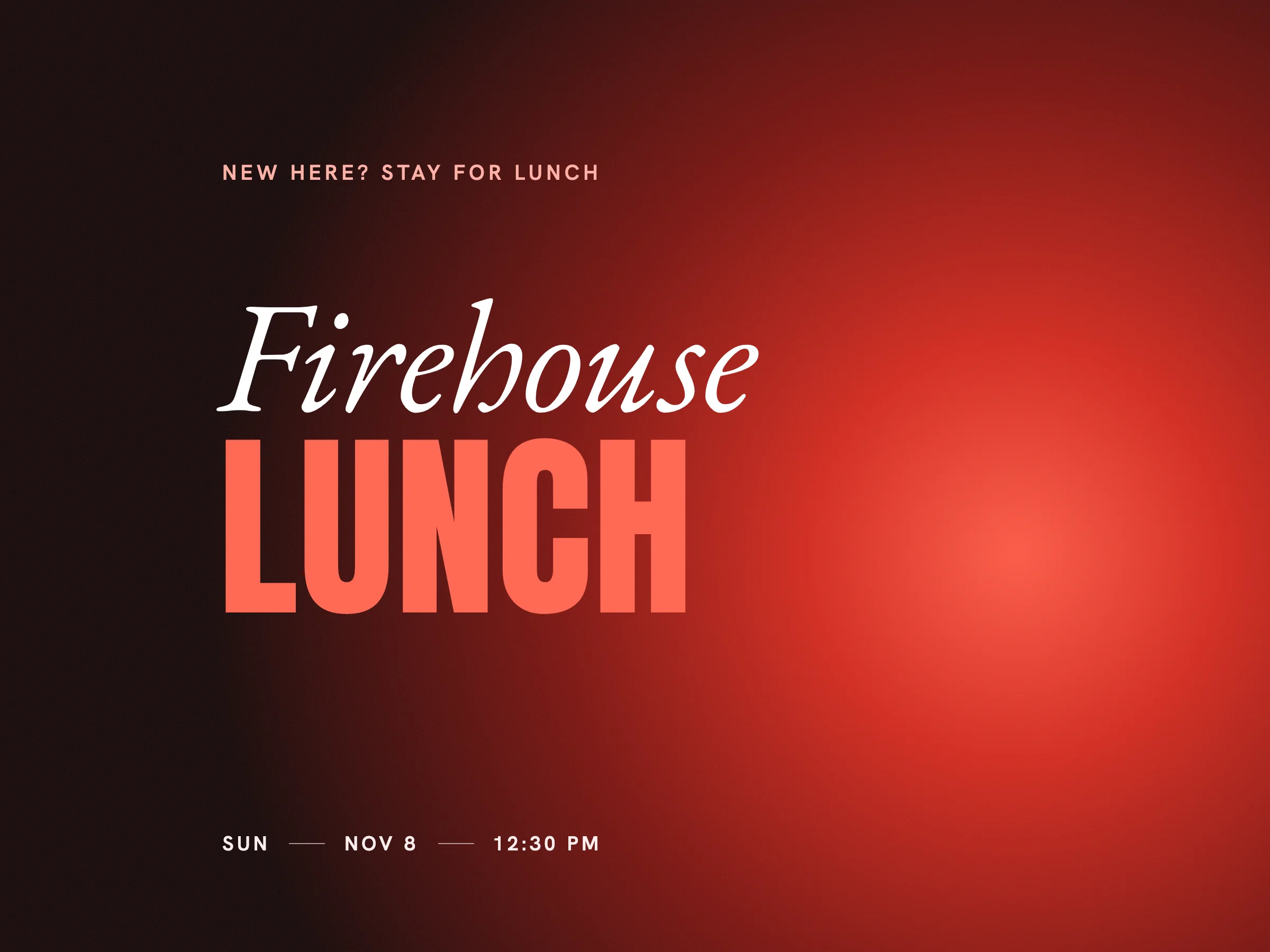 Poster: Firehouse Lunch, Sunday November 8, 12:30 PM