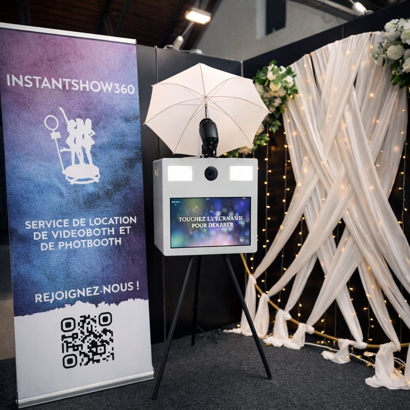 Borne photo photobooth tactile sur trépied avec imprimante