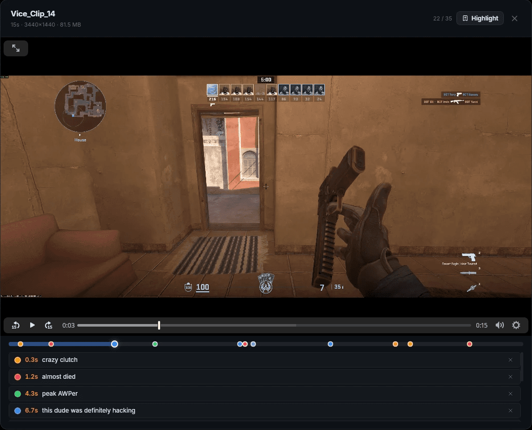 An image of the highlight feature in Vice Sessions