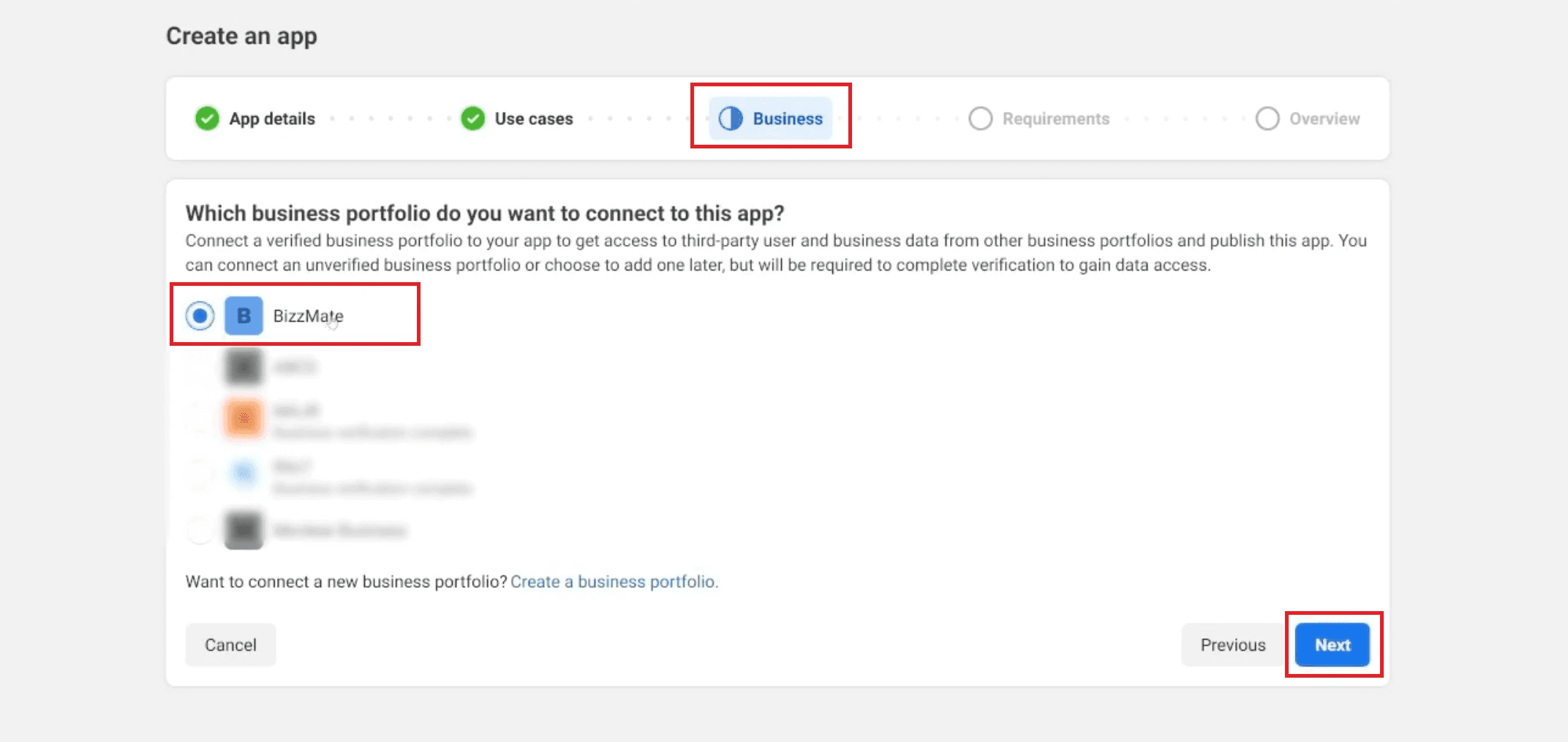 3rd step - create an app