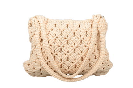Handcrafted macrame tote bag with woven cotton pattern