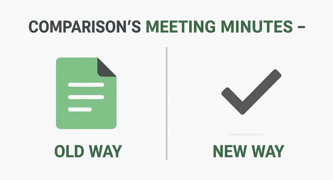 Infographic about meeting minutes format with action items