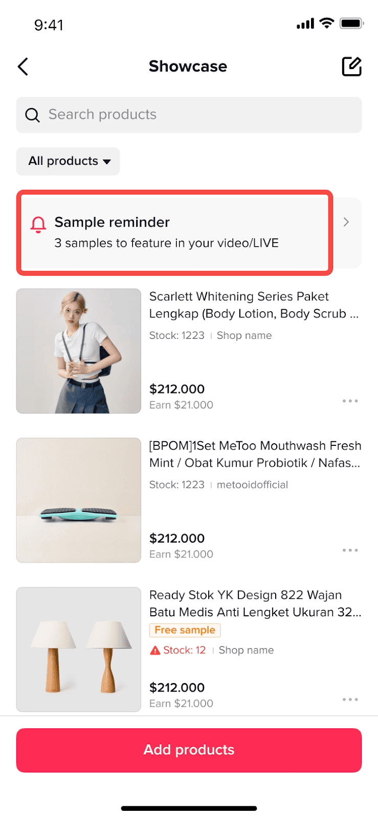 A blurred mobile phone screenshot showing a list of recommended products in a shopping application interface.