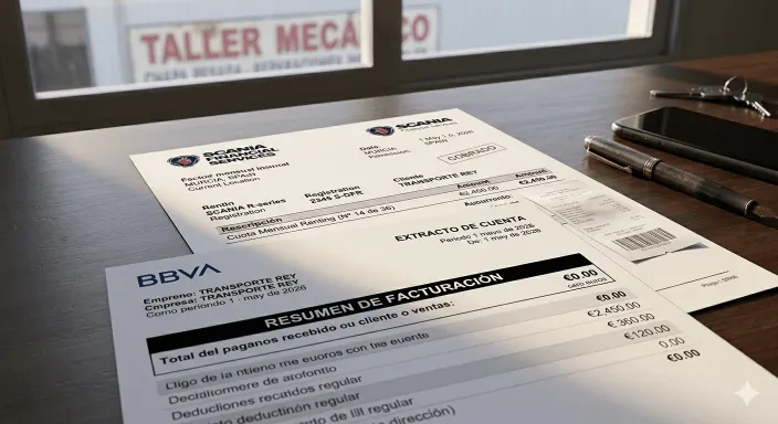 Pago de cuotas del renting del camión que el autónomo debe asumir a pesar de no estar facturando.