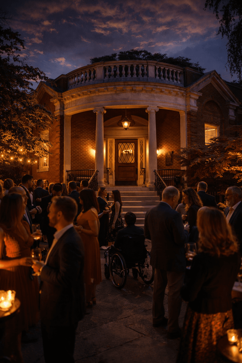Gathering outside off the Historic Hotel with event going on