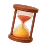 3D hourglass with orange and yellow sand in a wooden frame