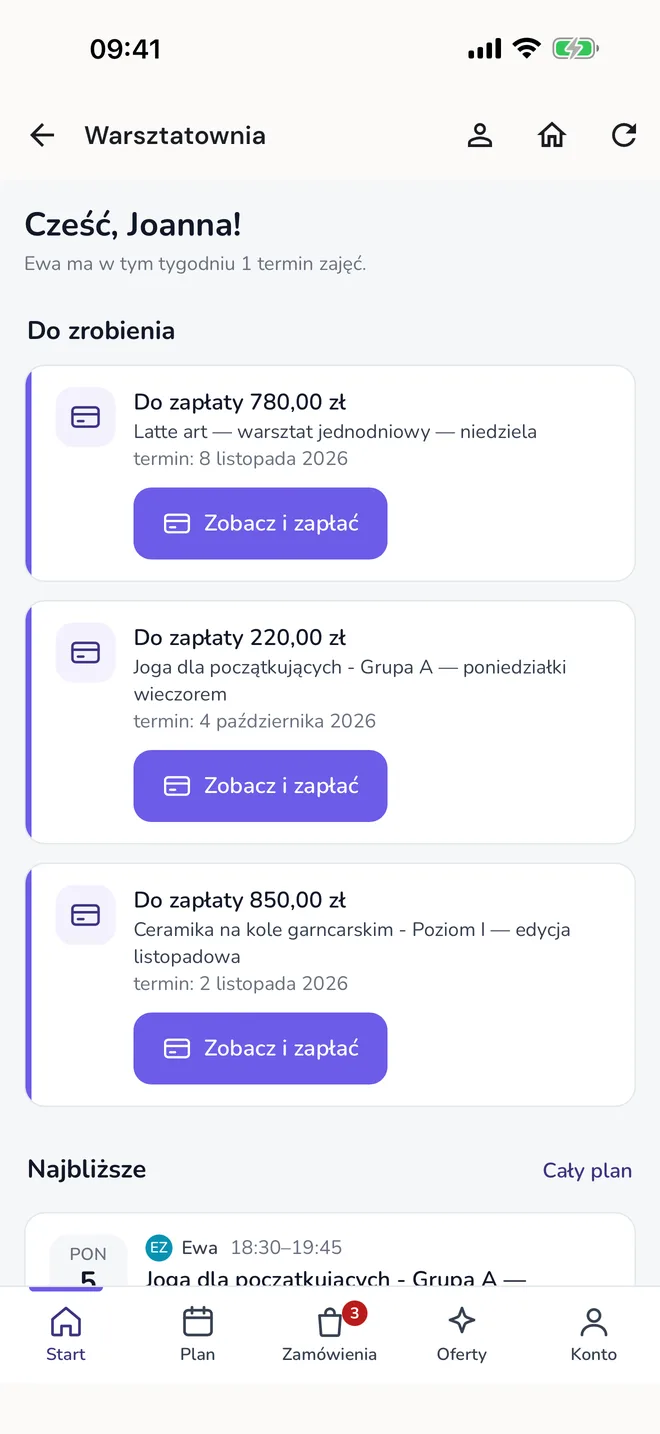 Aplikacja ReservePro: start strefy klienta z płatnościami do zrobienia