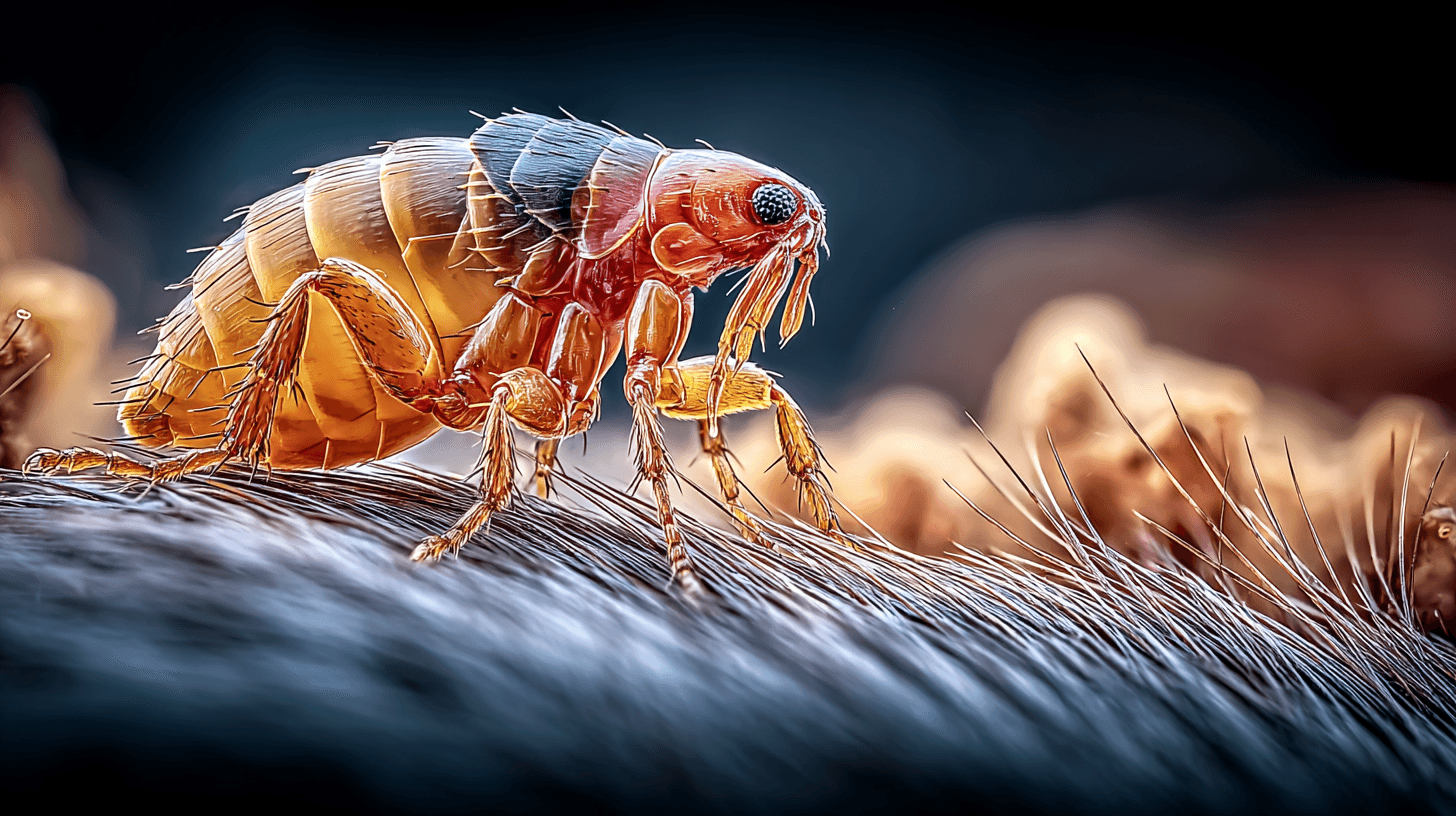 Close-up of a flea – pest targeted in professional pest control services