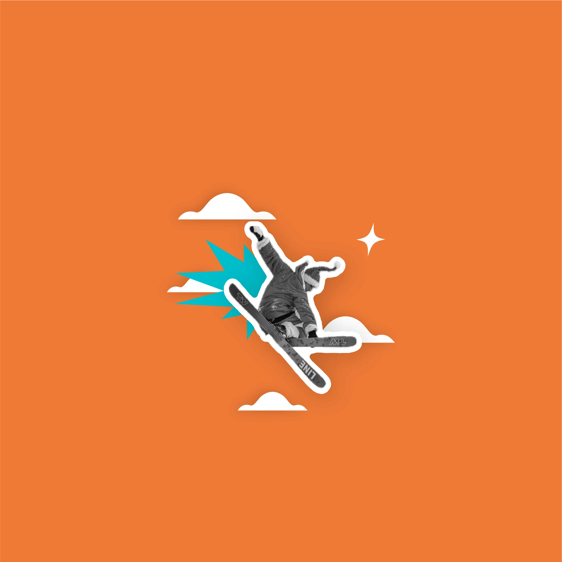 A clean dynamic illustration for the dope snow brand event posters rail jam event.