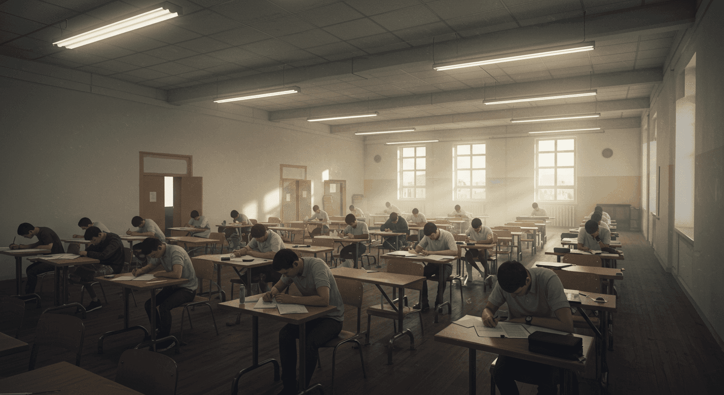 students writing their AS examination