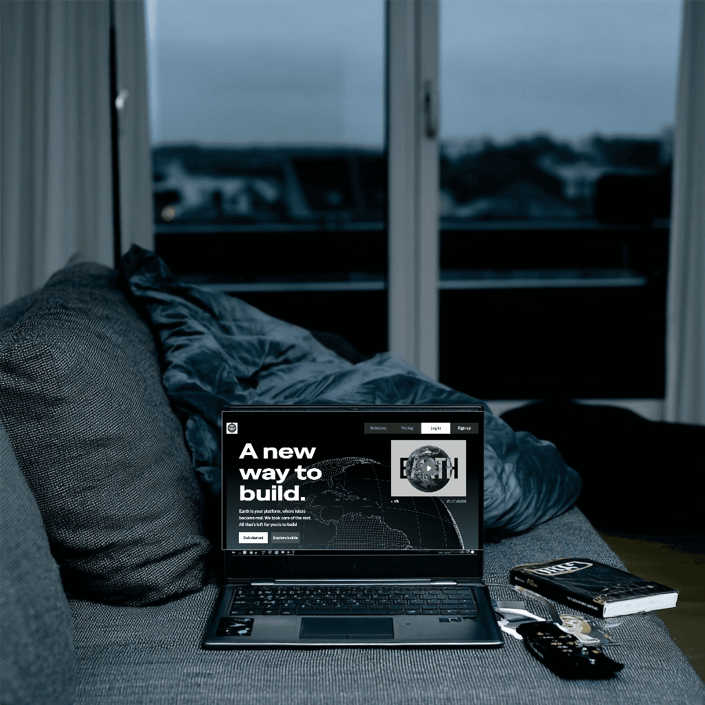 Photo of an laptop with web design in a modern apartment.