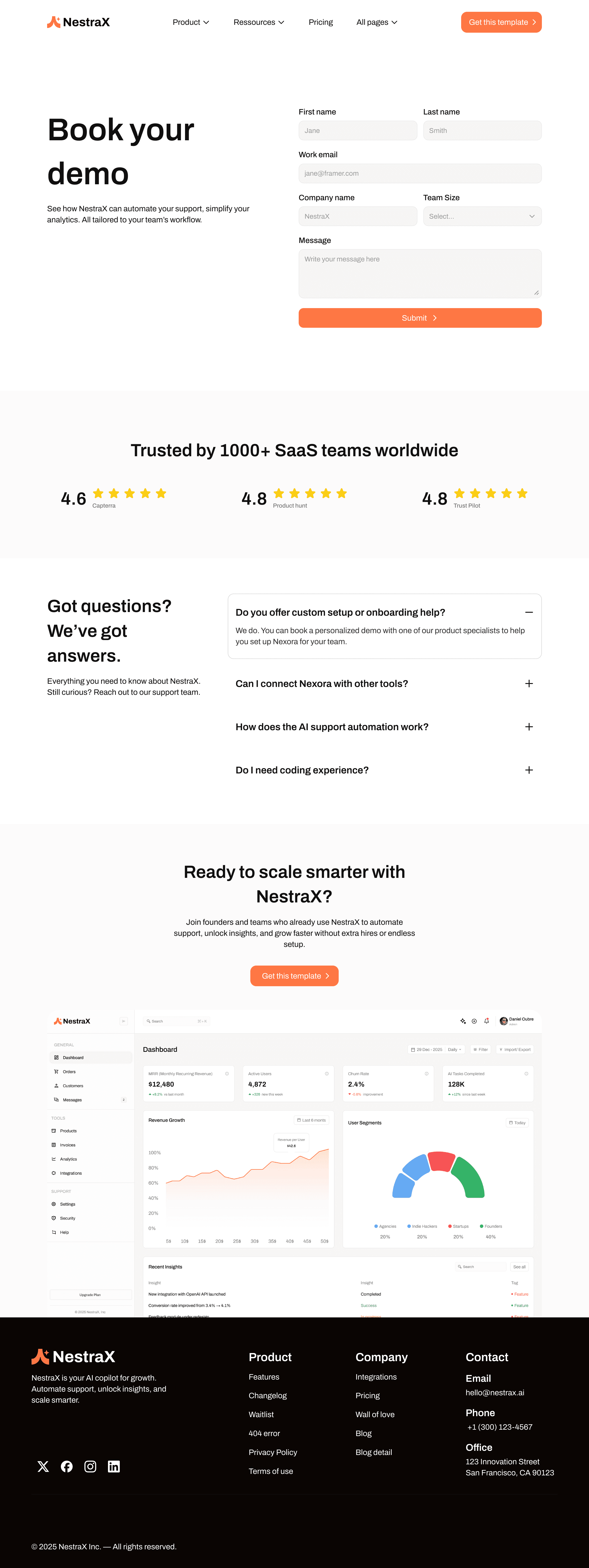 Book a demo page