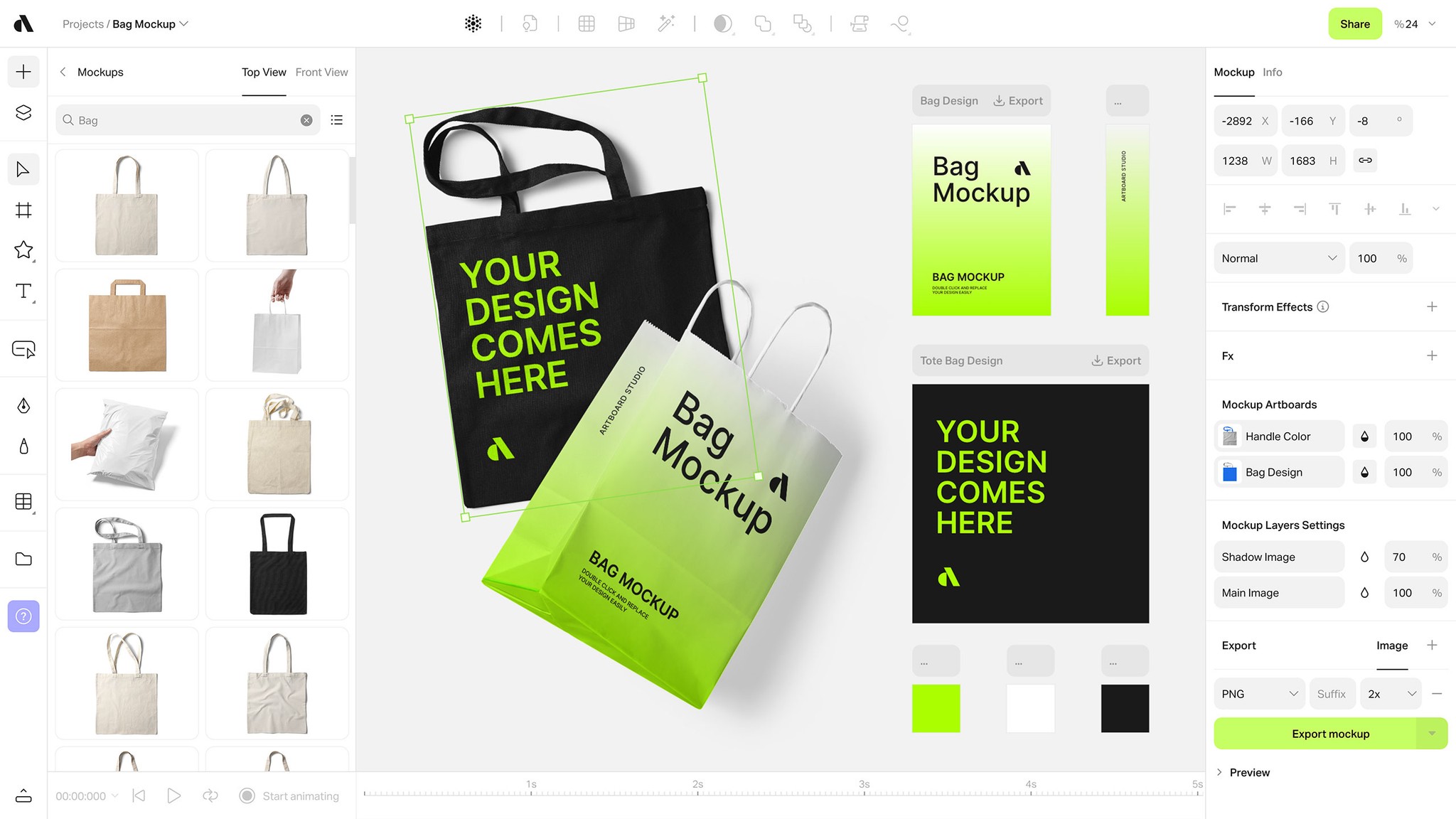 Artboard Studio — Online Free Bag Mockup Templates