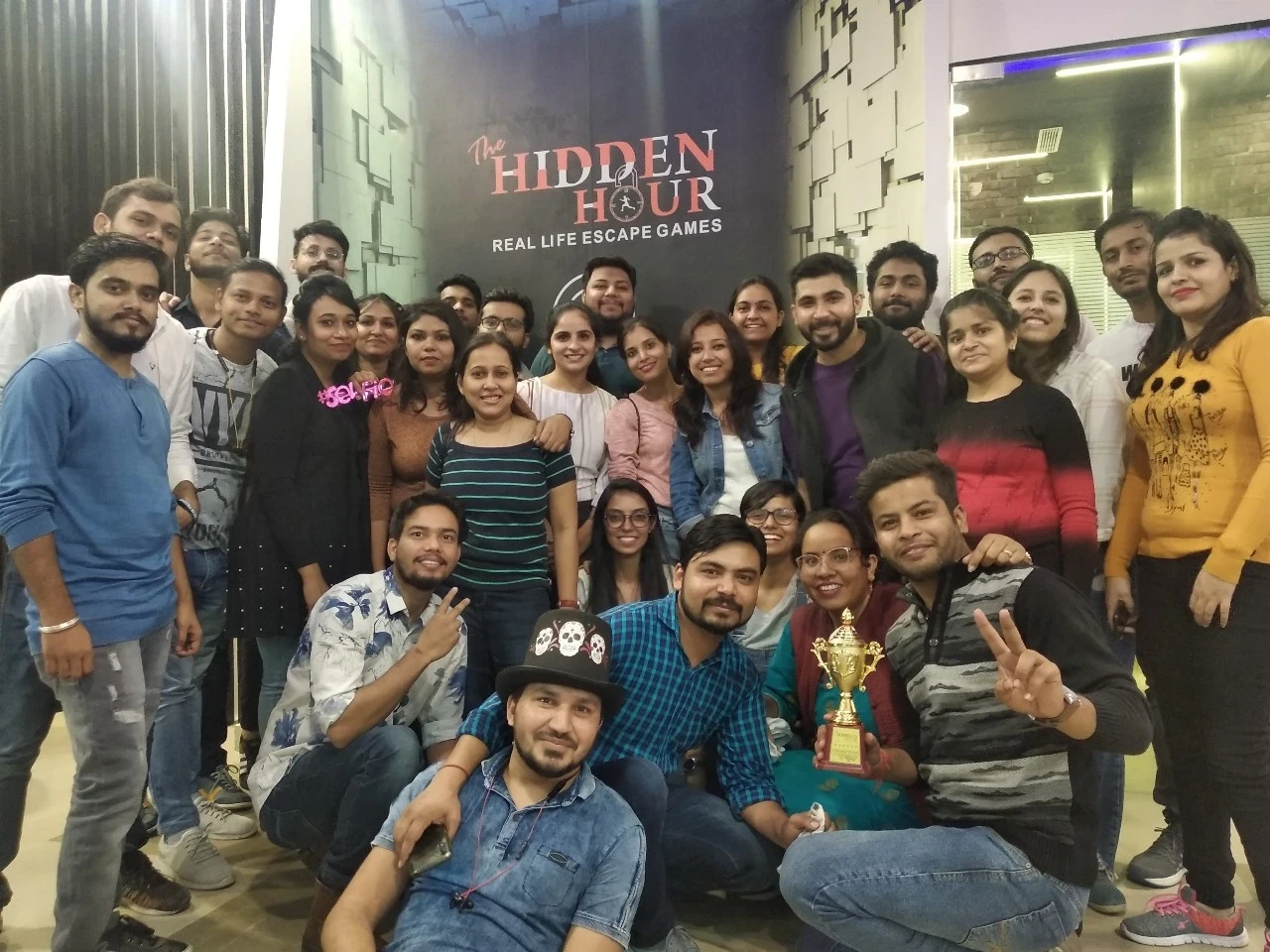 Photo booth fun with props after a corporate event at Hidden Hour Gurugram