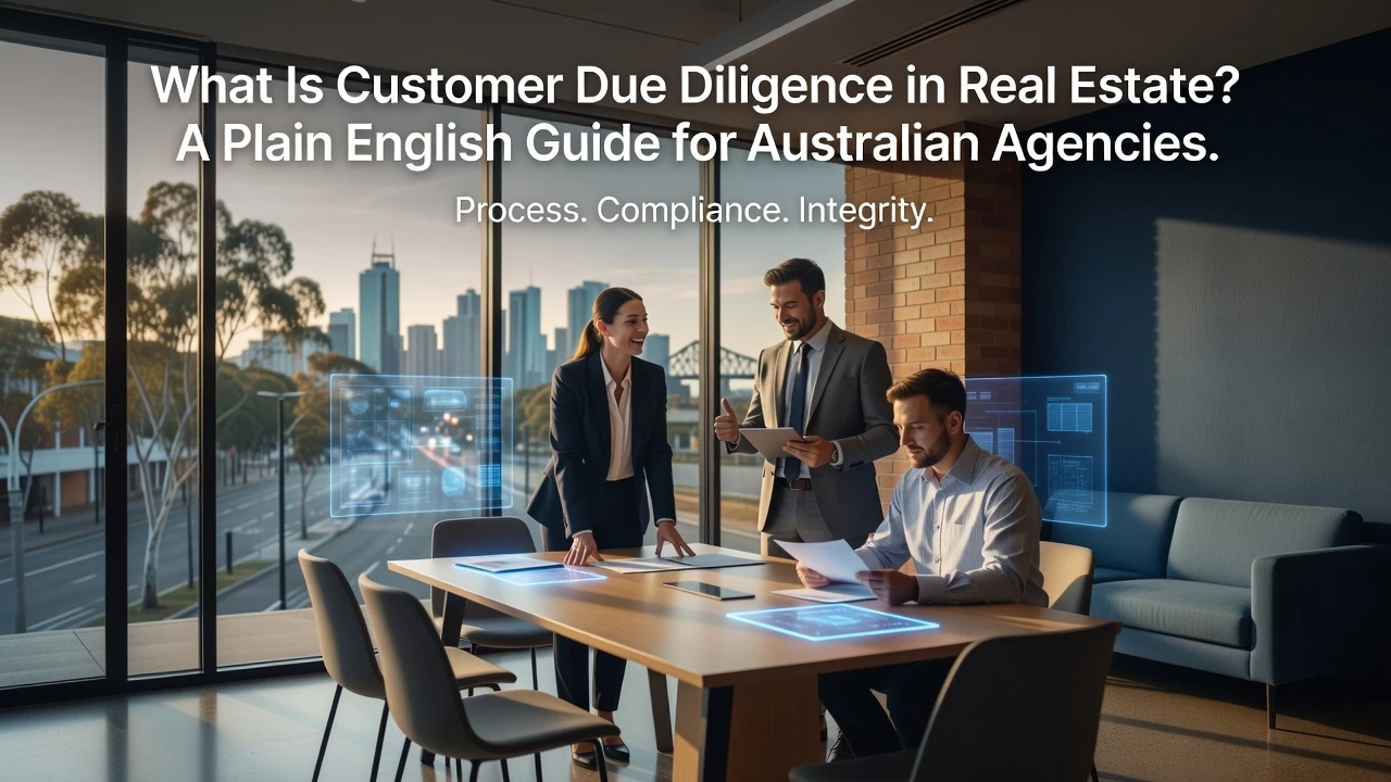 Professional header image for educational tutorial: What Is Customer Due Diligence in Real Estate? A Plain En...