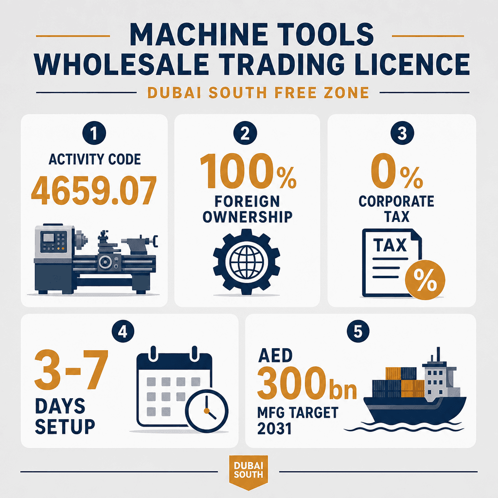 Infographic: Machine Tools Wholesale Trading License in Dubai