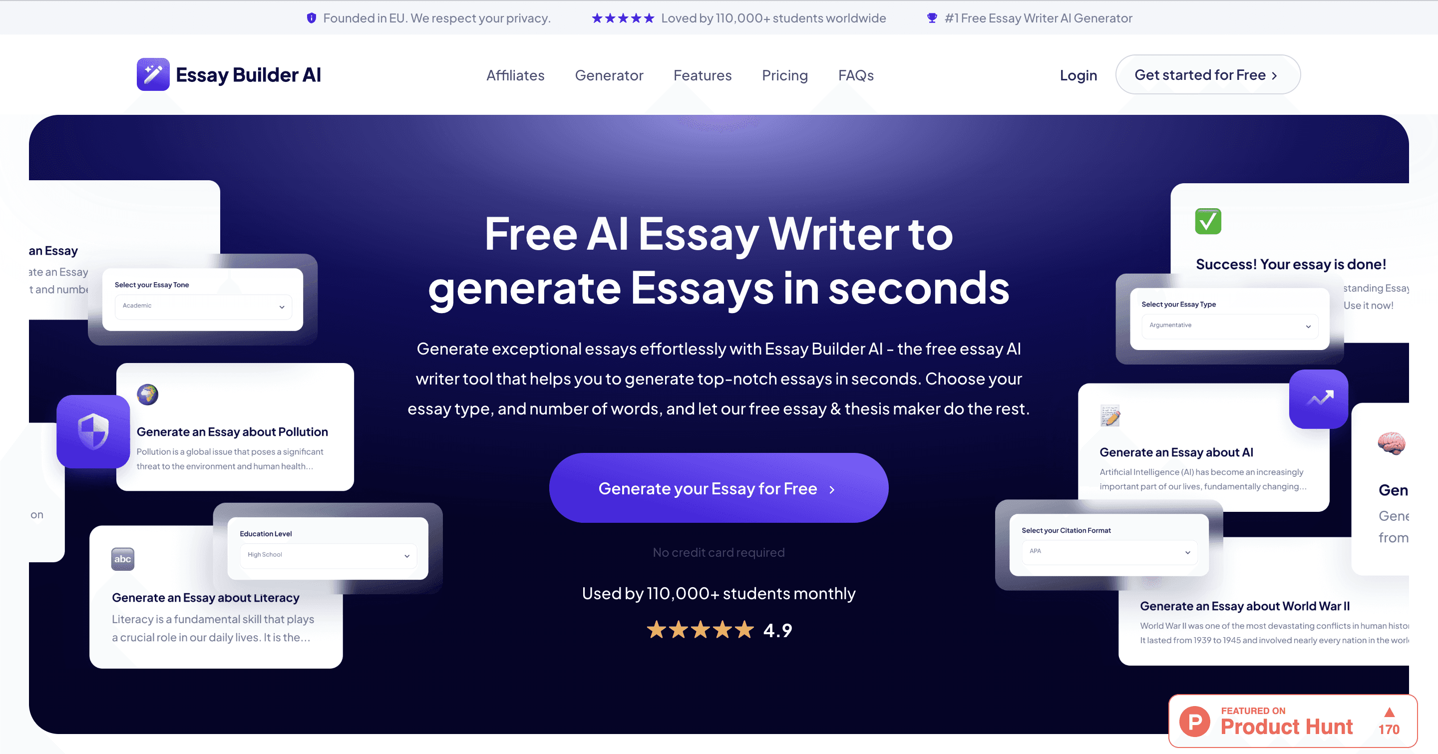 EssayBuilder - Best AI For Writing Essays