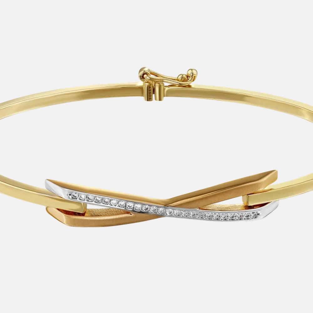 Assos Pırlanta 14 Ayar Taşlı Altın Kaburga Kelepçe Bilezik Tasarımı