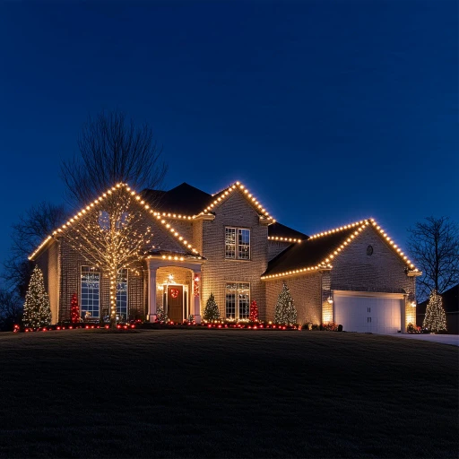 Expert Christmas light installation on a brick home in Chester County, PA, with roofline and landscape lighting.