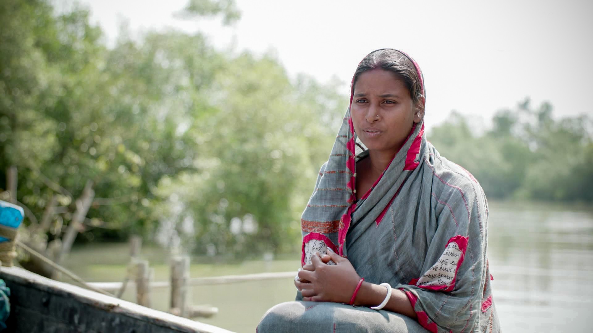 Documentary frame highlighting the ecological importance of mangroves as natural protection against cyclones.