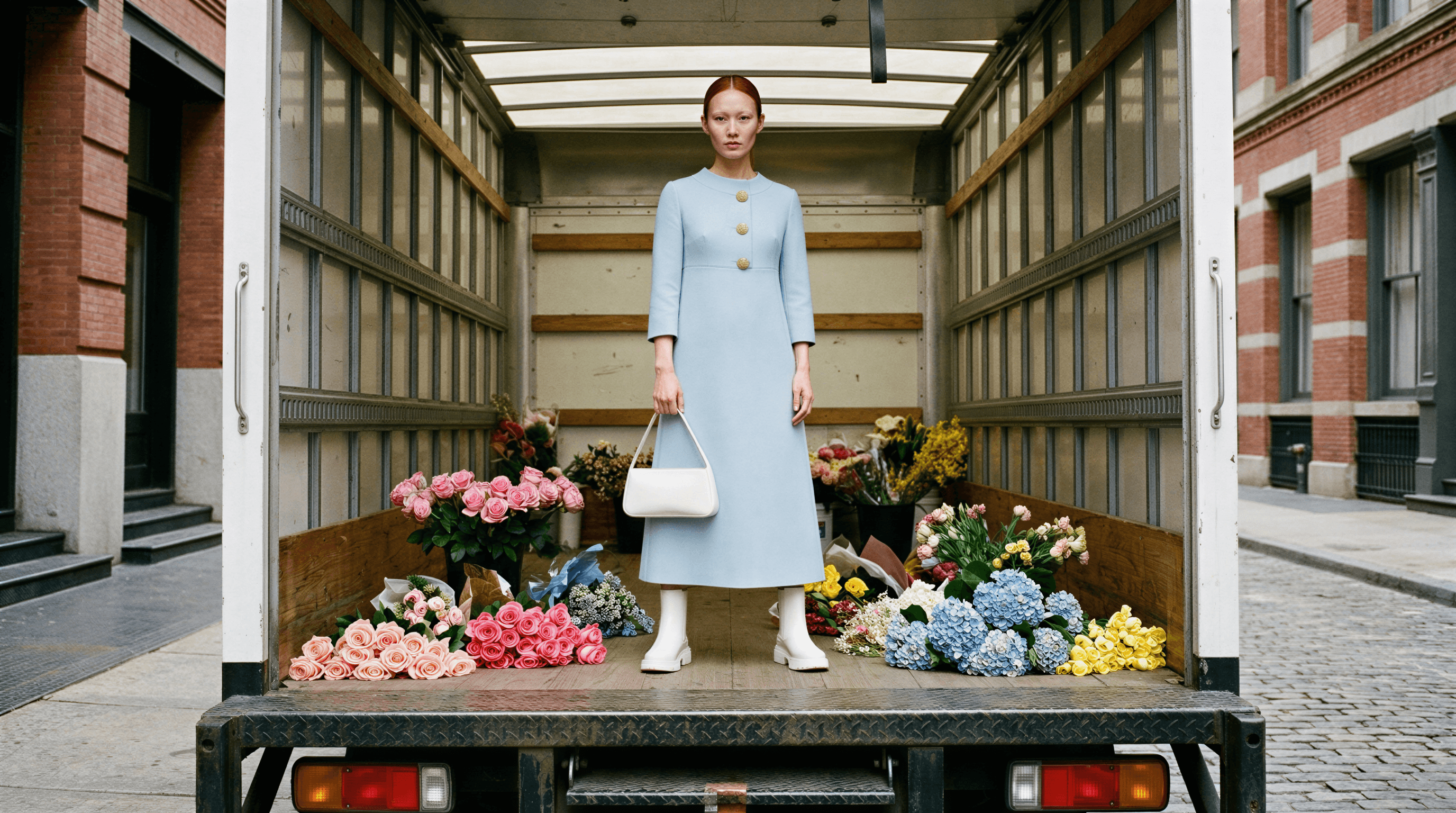 fashion model woman, flowers