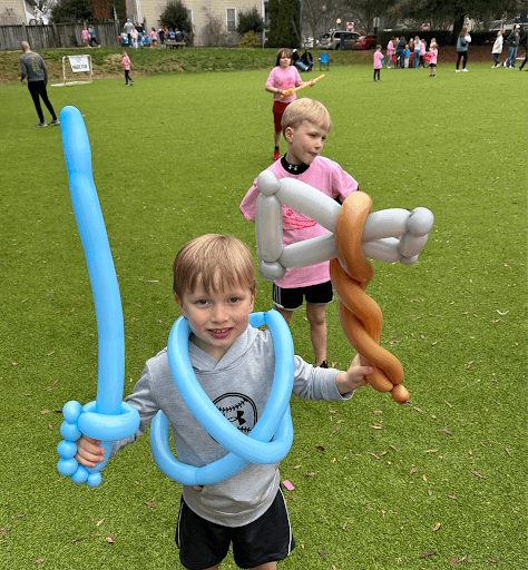 A group of young children playing in 