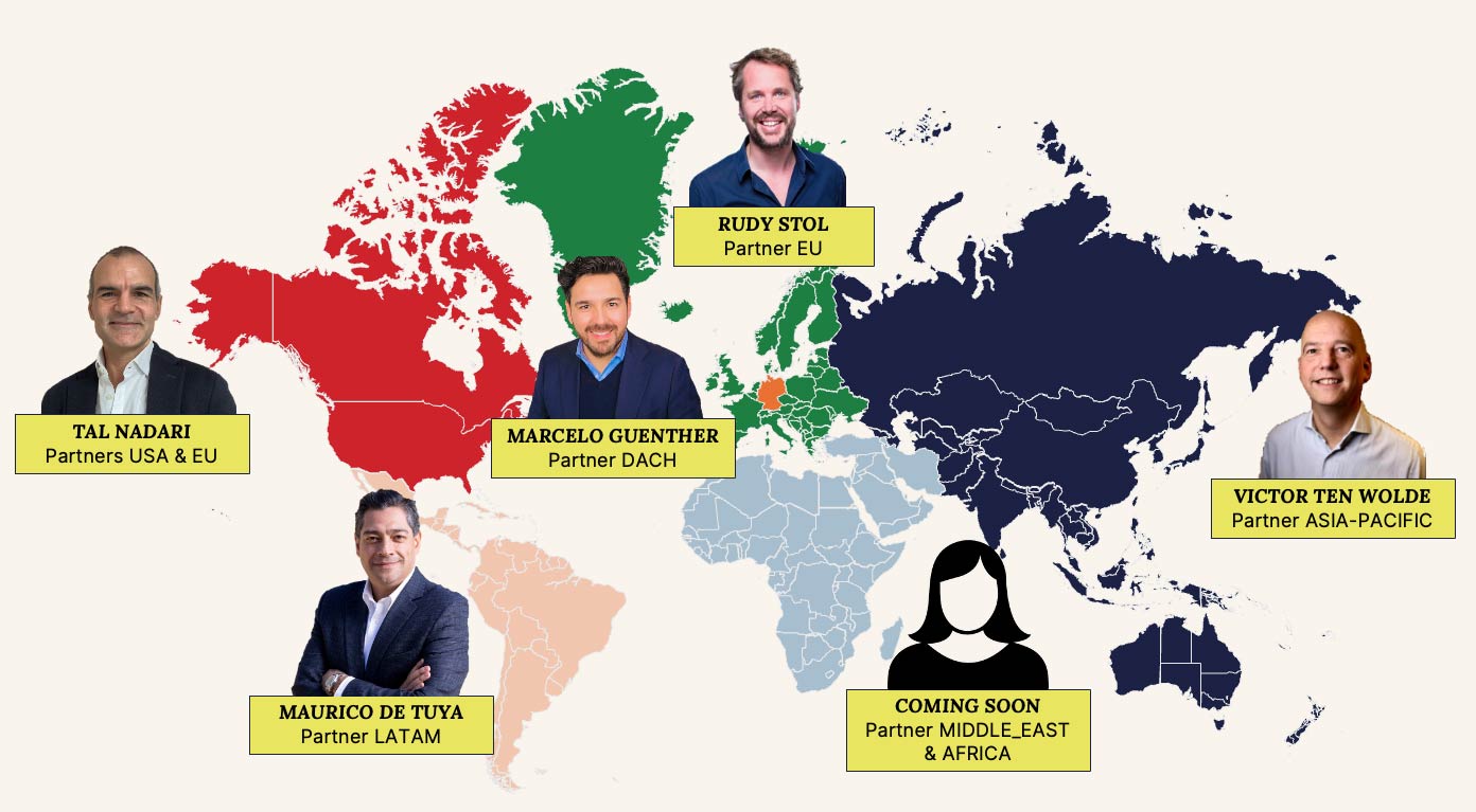 Map of the world with Russel & Stellar partner locations