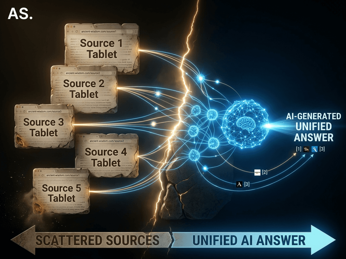 LLM SEO showing how AI systems select and combine content into answers
