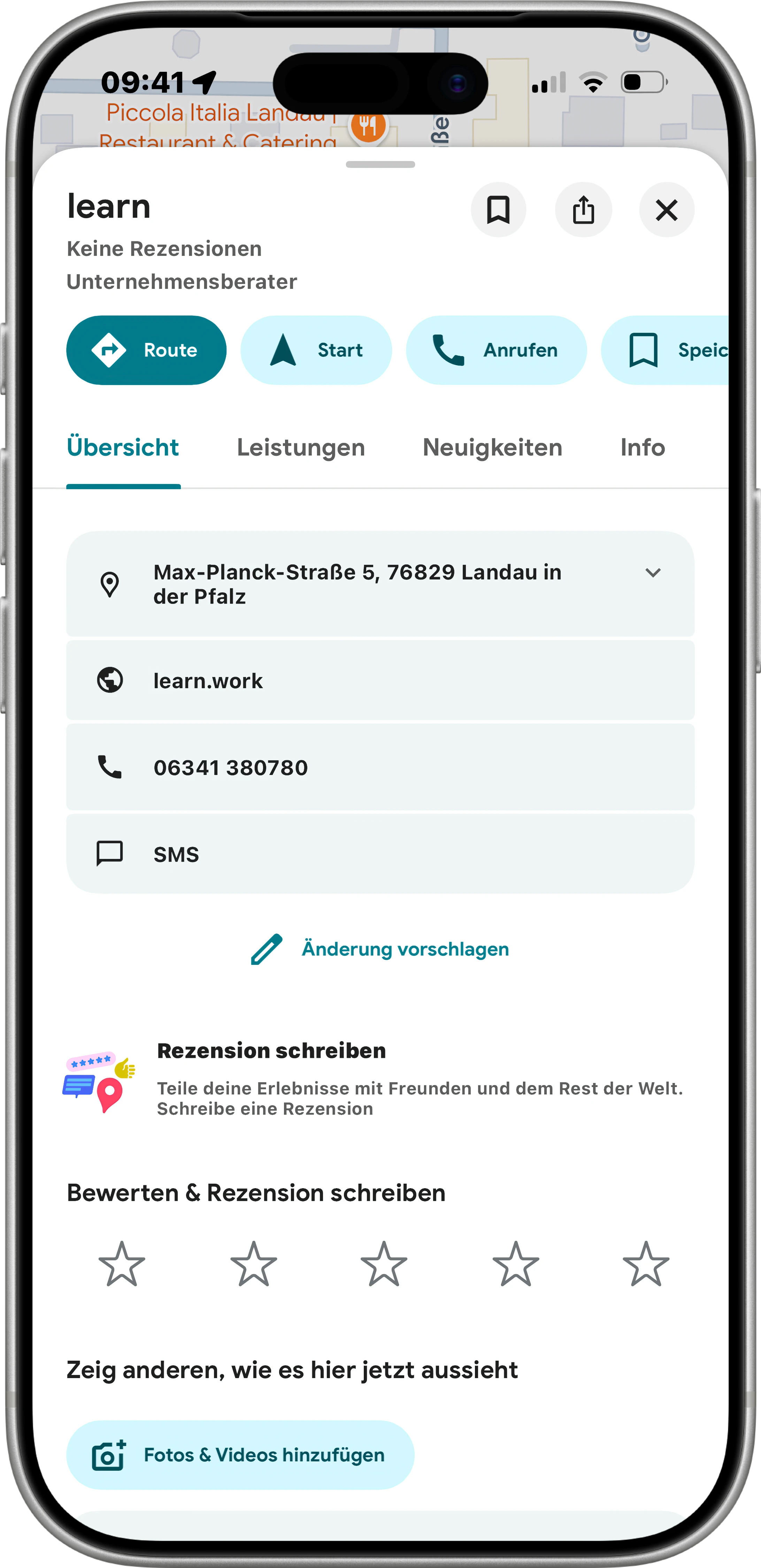 iPhone-Mockup Google Maps Vorher