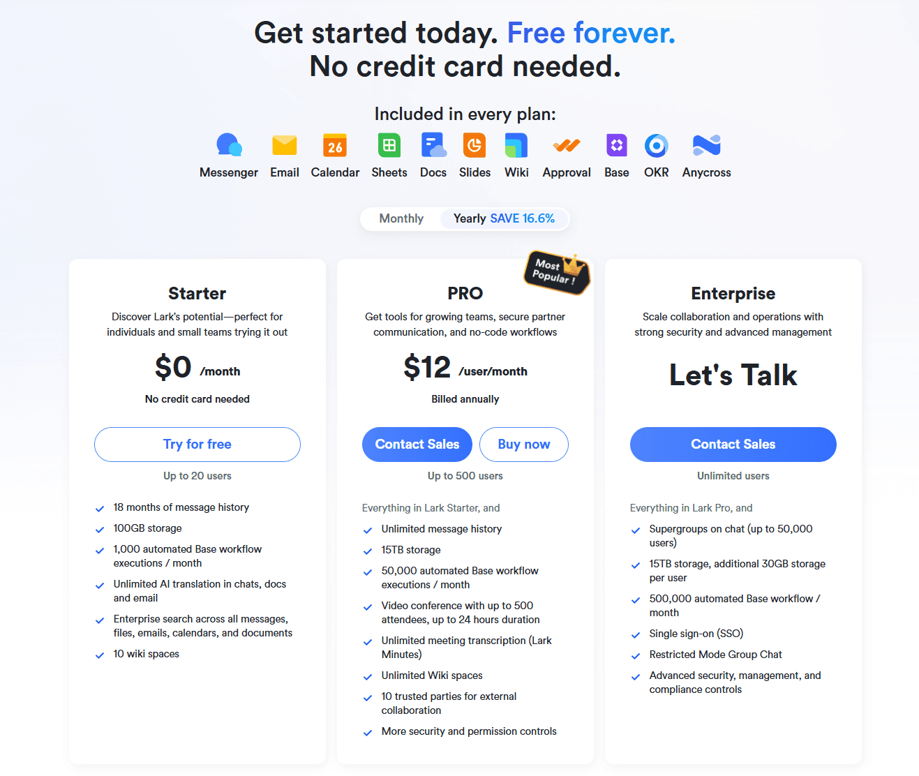 Lark Pricing