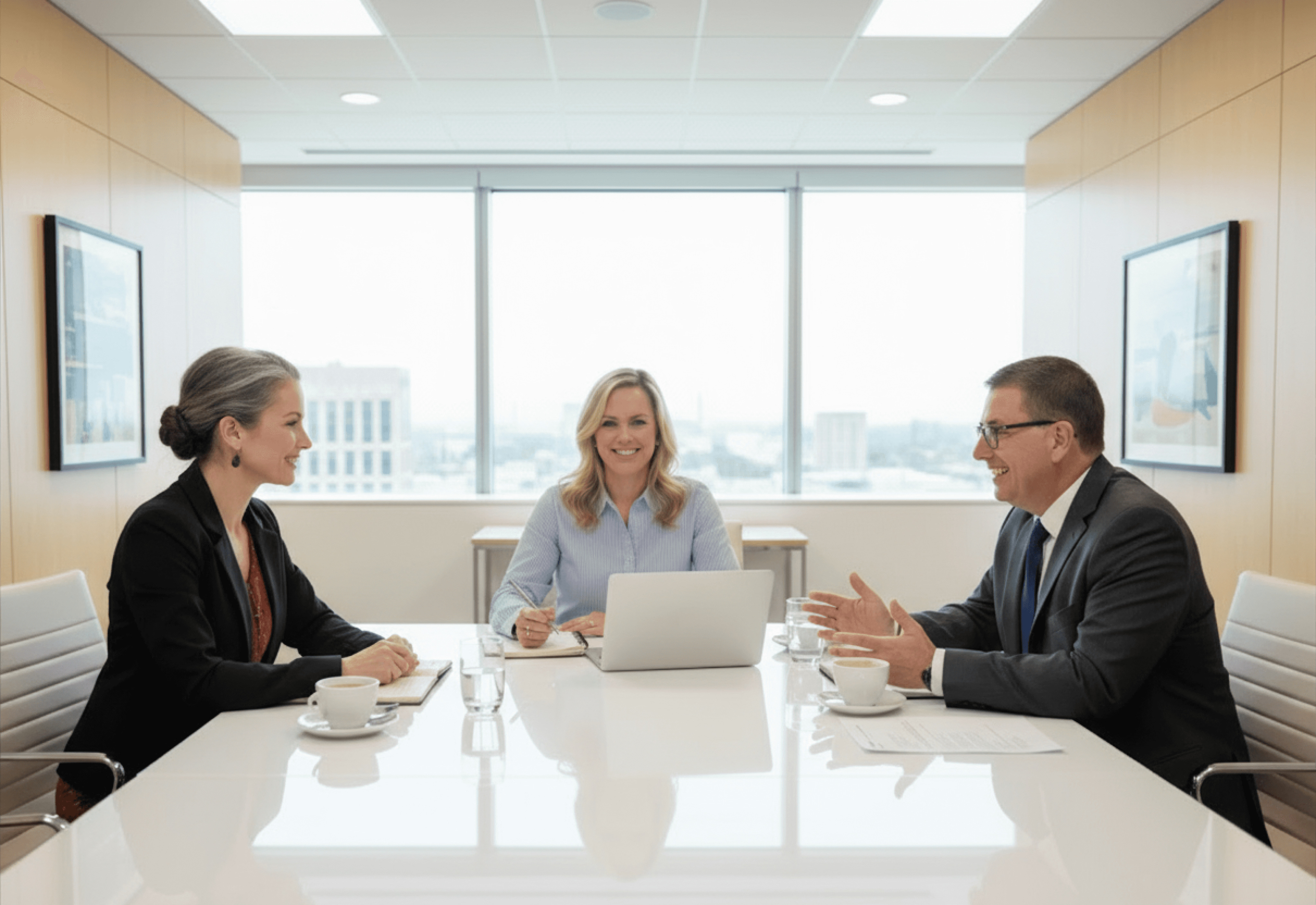 Two women laughing at work
