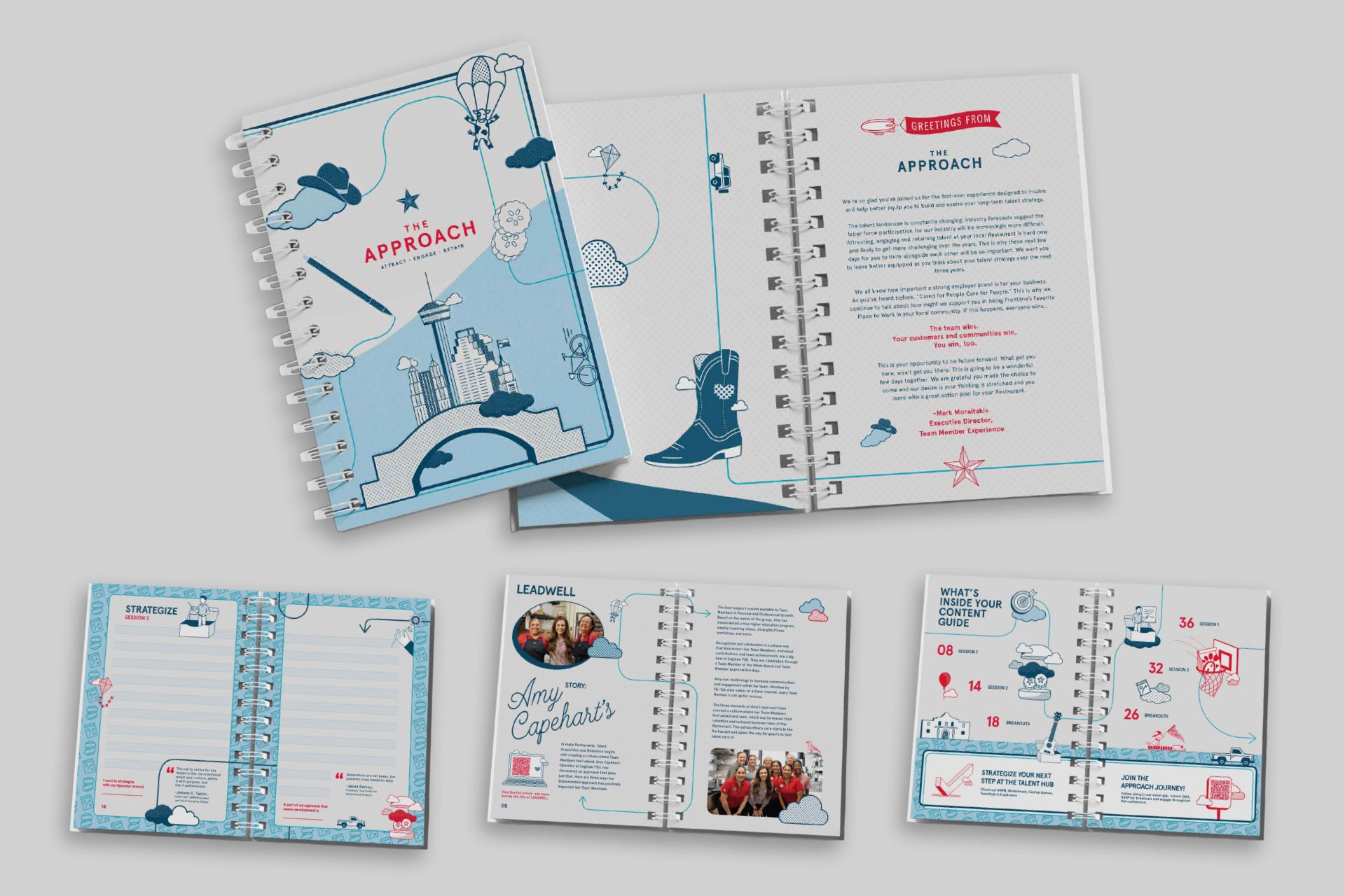 Final Art Direction. Establishing a cohesive visual language to anchor the conference experience, balancing technical detail with playful storytelling across the 46-page Content Guide.