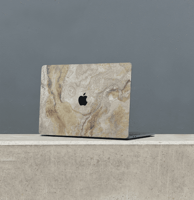 Lithos Granum premium real-stone MacBook cover branding
