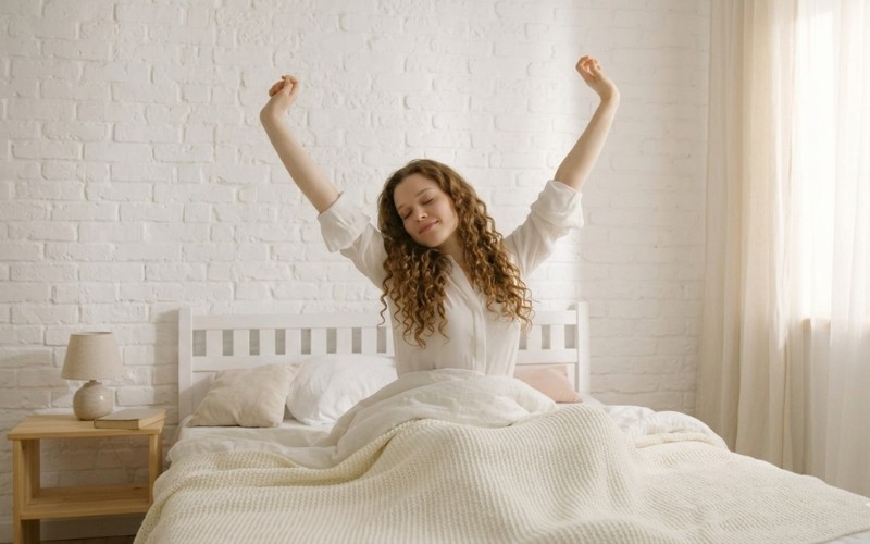 Person waking up early as part of a successful morning routine