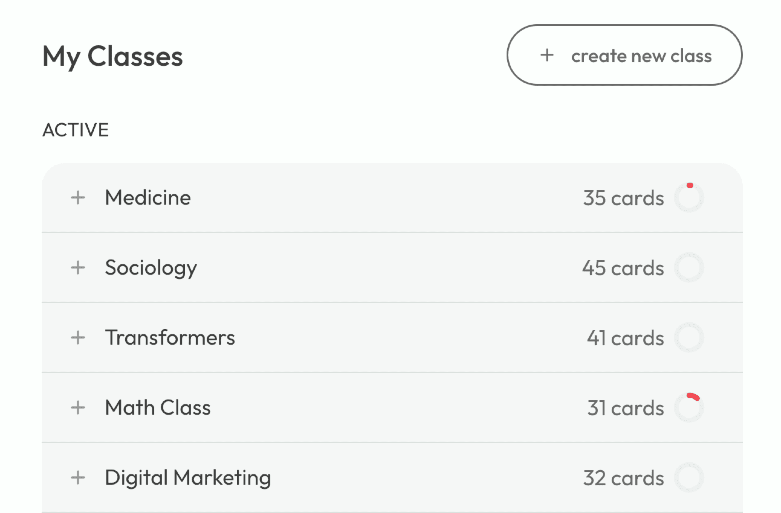 multiple flashcard decks created with Jungle