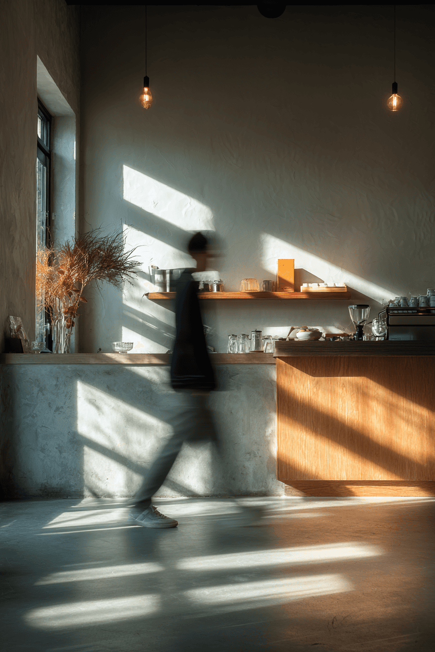 Woman in red light with hand on chest