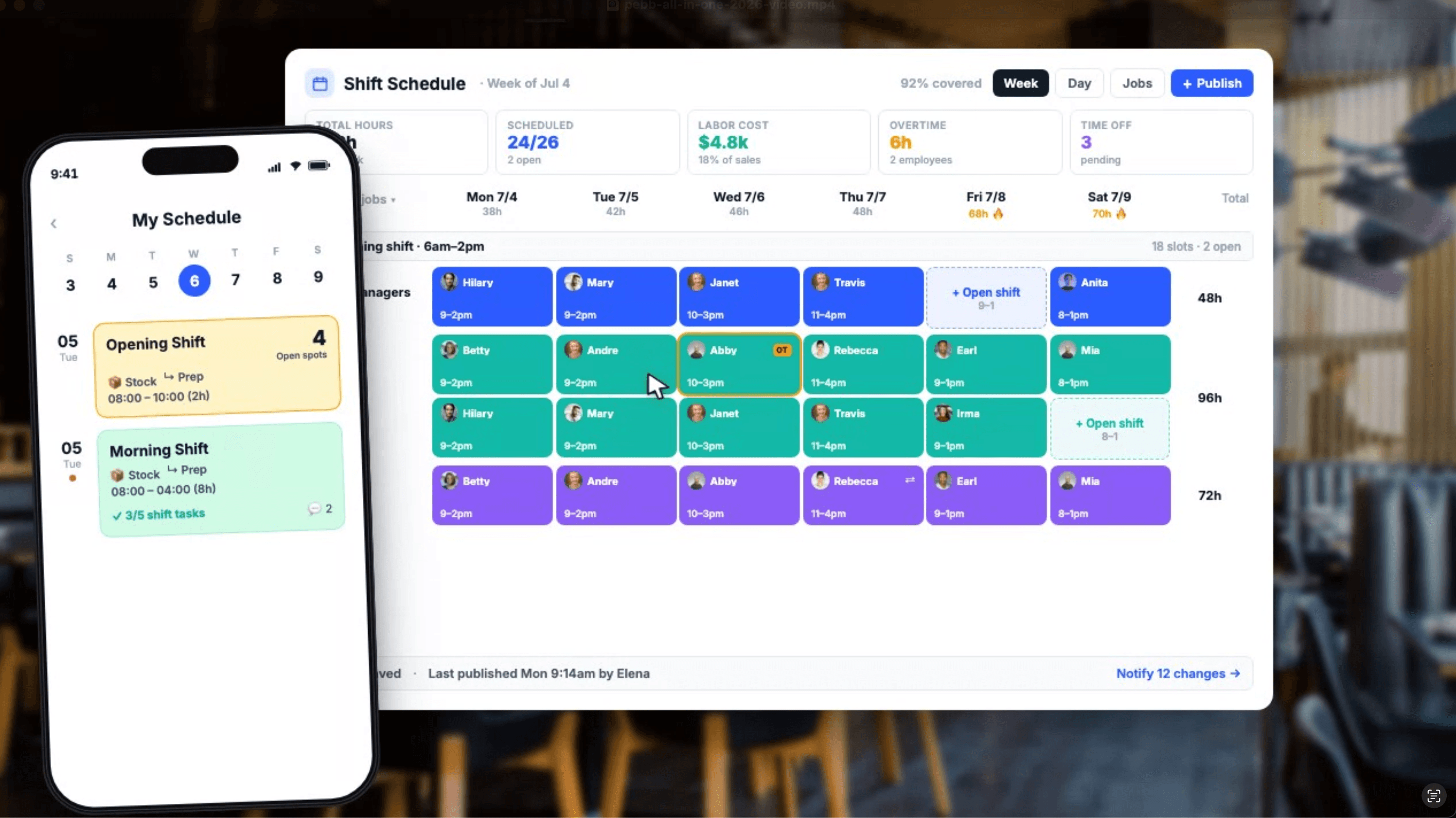 Pebb's new shifts scheduling tool